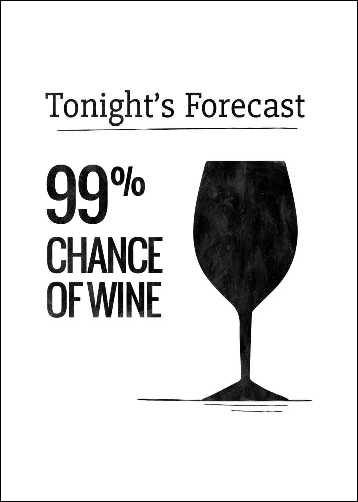 Bildverkstad Tonights Forecast 99% Chance of Wine Poster