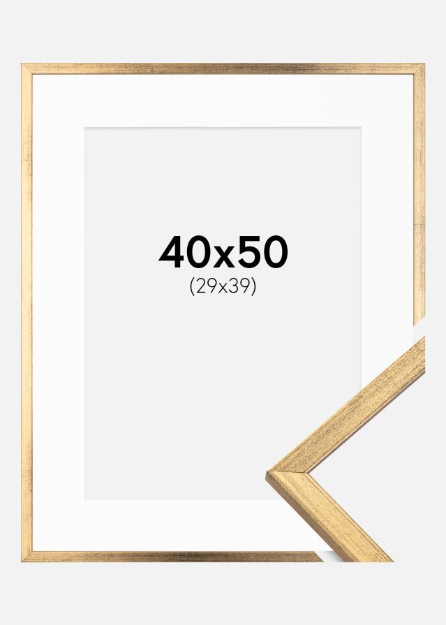 Ram med passepartou Kader Galant Goud 40x50 cm - Passe-partout Wit 30x40 cm