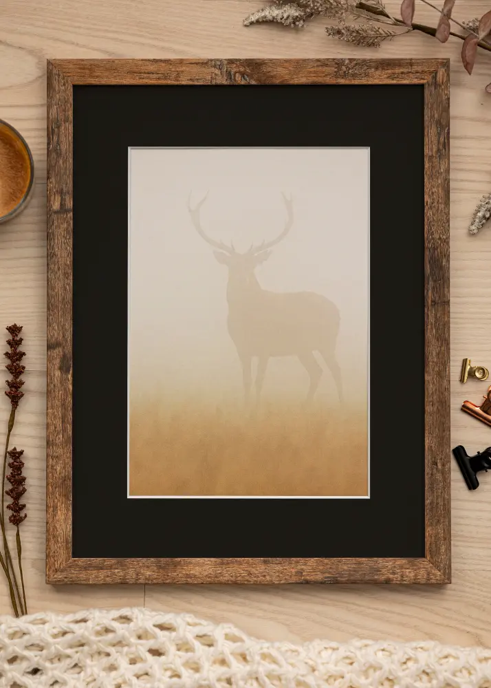 Ram med passepartou Kader Fiorito Washed Oak 60x80 cm - Passe-partout Zwart 50x60 cm