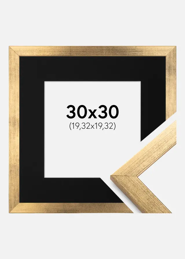 Ram med passepartou Kader Stilren Goud 30x30 cm - Passe-partout Zwart 8x8 inches