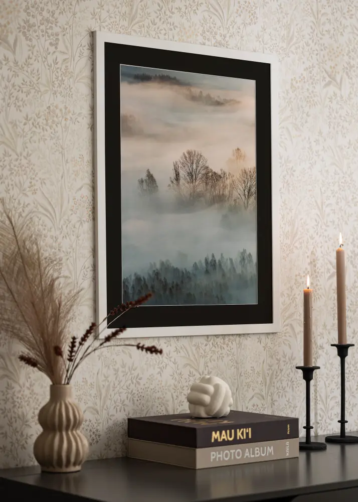 Ram med passepartou Kader Trendline Wit 80x80 cm - Passe-partout Zwart 70x70 cm