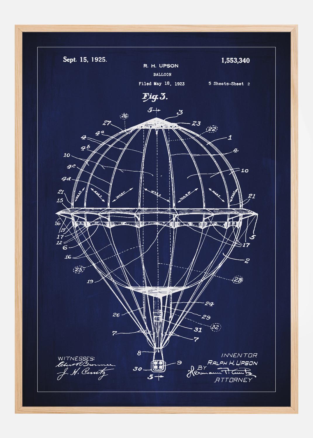 Product Image for Patenttekening - Luchtballon - Blauw Poster (40x50 cm)