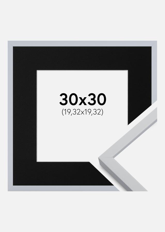 Ram med passepartou Kader Oslo Wit 30x30 cm - Passe-partout Zwart 8x8 inches