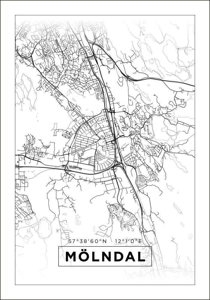 Bildverkstad Map - Mölndal - White Poster