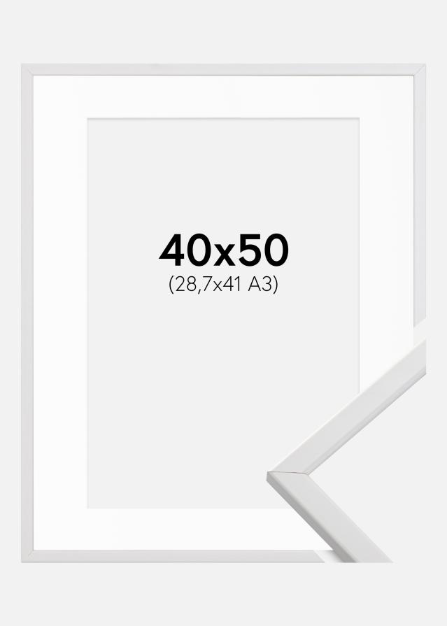 Ram med passepartou Kader Galant Wit 40x50 cm - Passe-partout Wit 29,7x42 cm