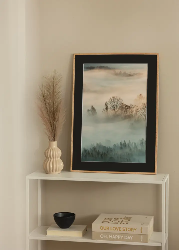 Ram med passepartou Kader Smal Eikenhout 50x70 cm - Passe-partout Zwart 42x59,4 cm (A2)