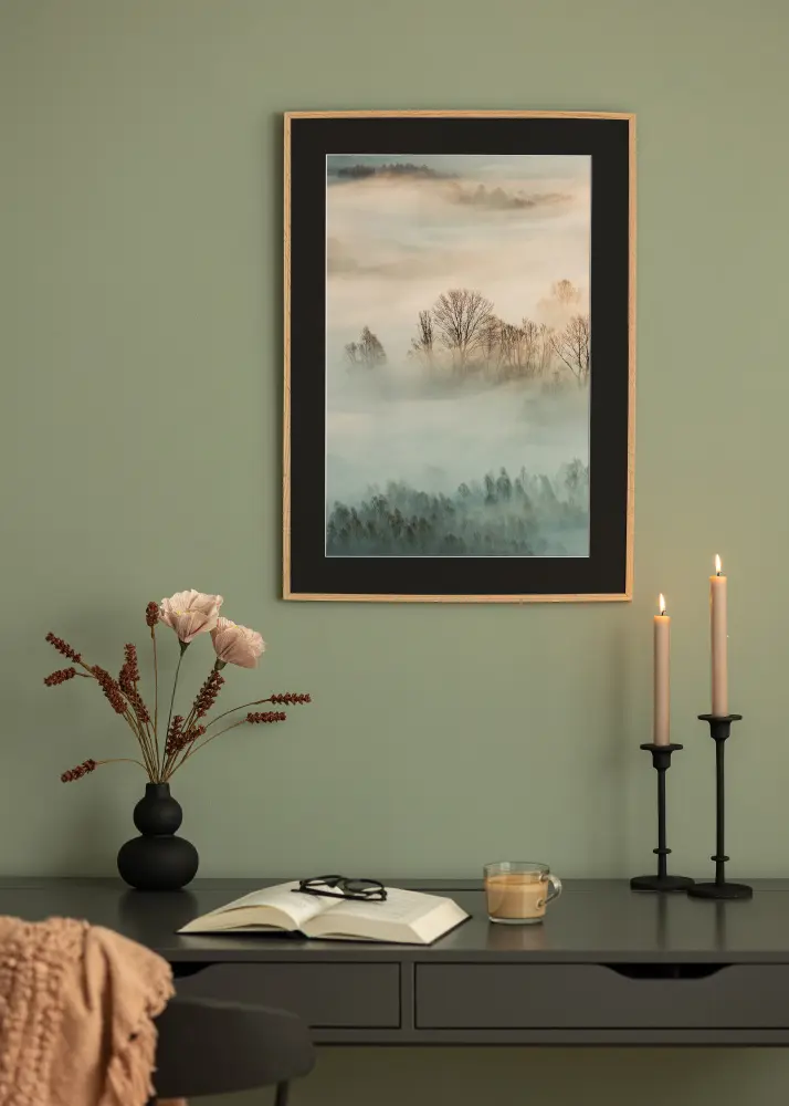 Ram med passepartou Kader Smal Eikenhout 50x70 cm - Passe-partout Zwart 42x59,4 cm (A2)