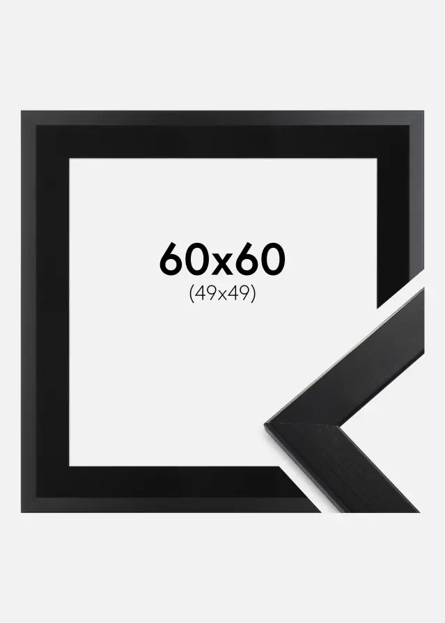Ram med passepartou Kader Trendline Zwart 60x60 cm - Passe-partout Zwart 50x50 cm