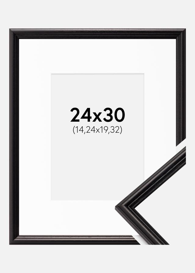 Ram med passepartou Kader Horndal Zwart 24x30 cm - Passe-partout Wit 6x8 inches