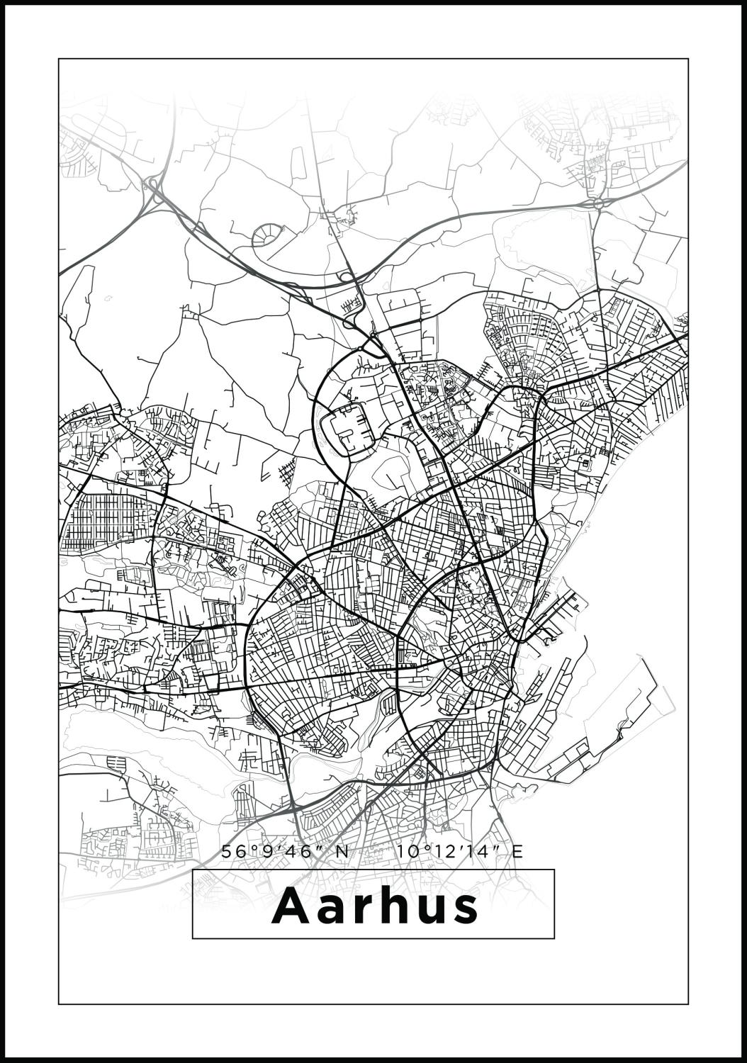 Product Image for Map - Aarhus - White Poster (30x40 cm)