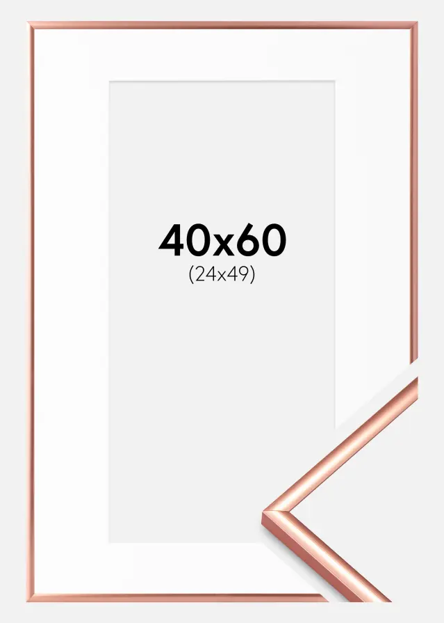 Ram med passepartou Kader Scandi Roségoud 40x60 cm - Passe-partout Wit 25x50 cm