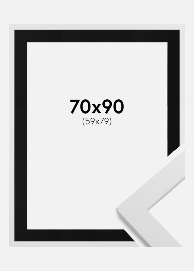 Ram med passepartou Kader White Wood 70x90 cm - Passe-partout Zwart 60x80 cm