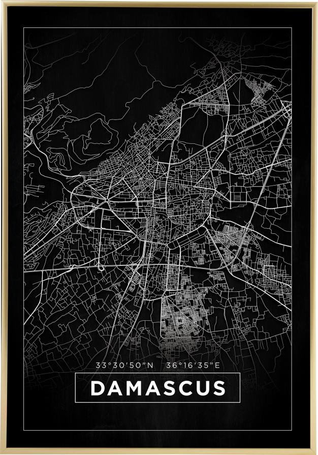 Bildverkstad Map - Damascus - Black Poster