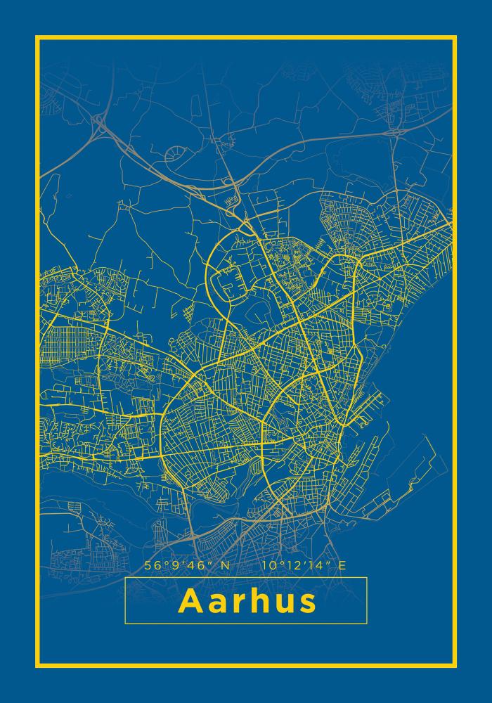Bildverkstad Map - Aarhus - Blue Poster