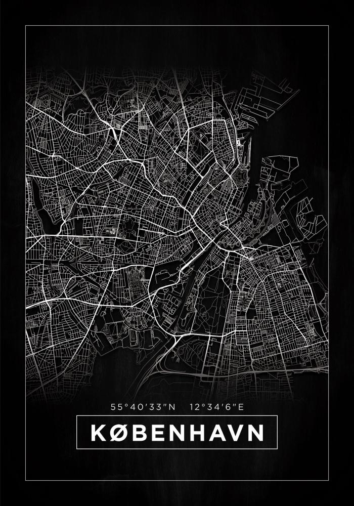 Bildverkstad Map - København - Black Poster