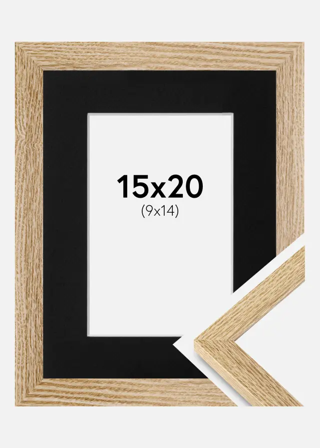 Ram med passepartou Kader Selection Eiken 15x20 cm - Passe-partout Zwart 10x15 cm