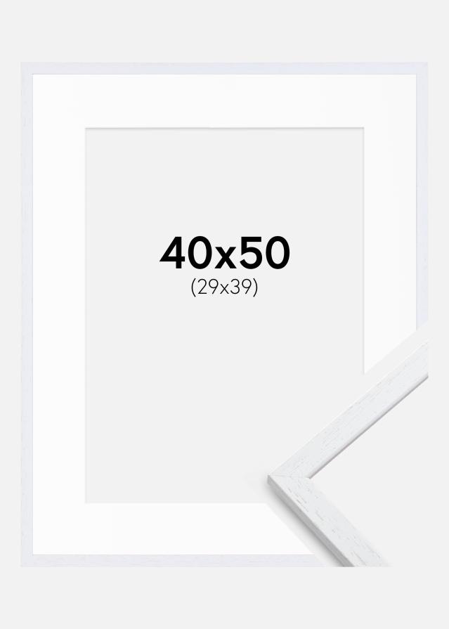 Ram med passepartou Kader Edsbyn Warm White 40x50 cm - Passe-partout Wit 30x40 cm