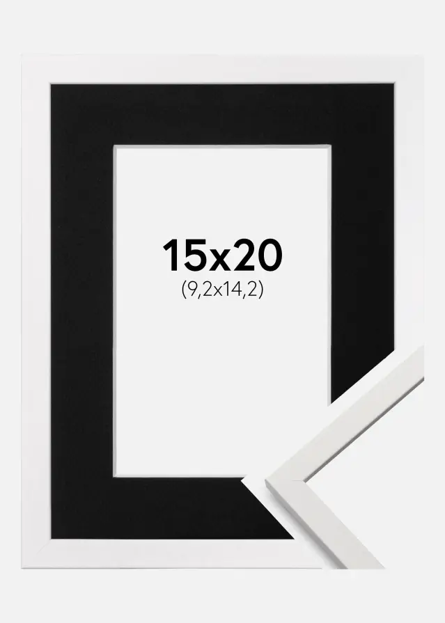 Ram med passepartou Kader Edsbyn Wit 15x20 cm - Passe-partout Zwart 4x6 inches (10,2x15,2 cm)