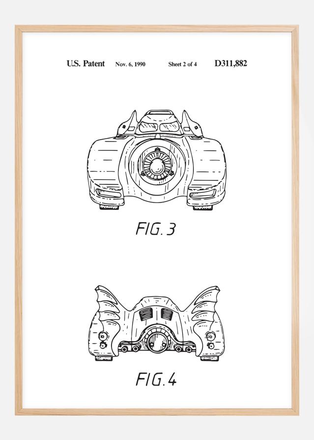 Bildverkstad Patenttekening - Batman - Batmobile 1990 II Poster