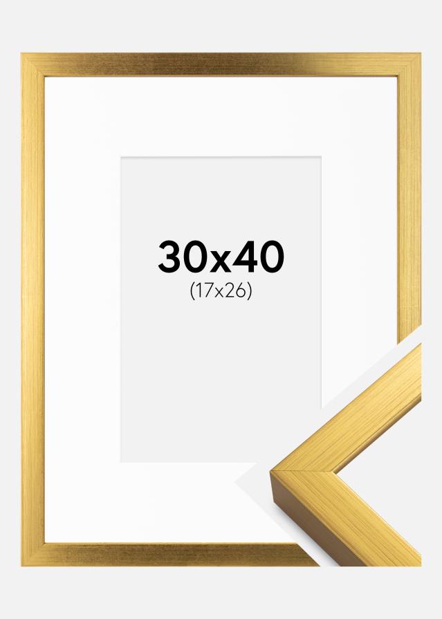 Ram med passepartou Kader Falun Goud 30x40 cm - Passe-partout Wit 18x27 cm