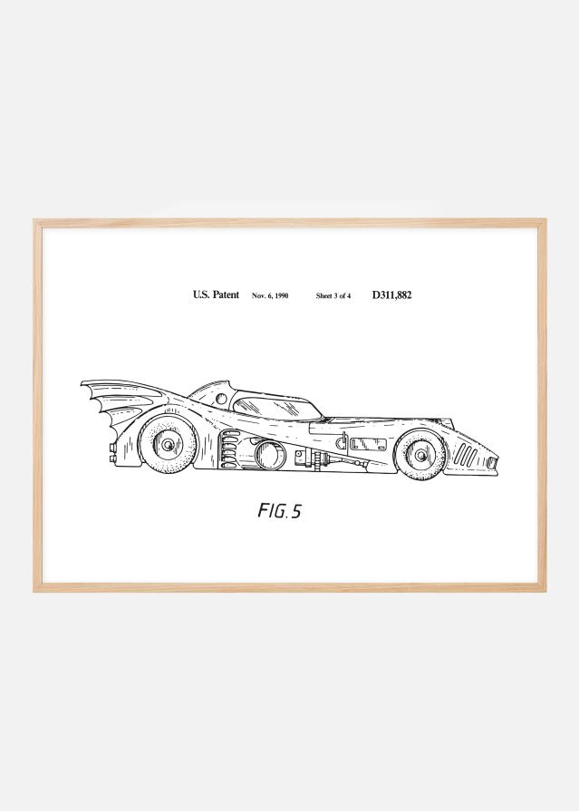 Bildverkstad Patenttekening - Batman - Batmobile 1990 III Poster