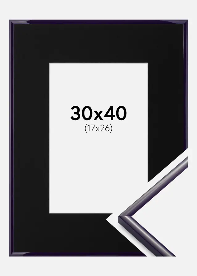 Ram med passepartou Kader New Lifestyle Donkerpaars 30x40 cm - Passe-partout Zwart 18x27 cm