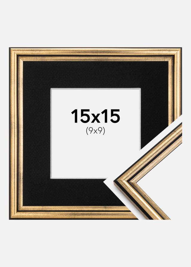 Ram med passepartou Kader Horndal Goud 15x15 cm - Passe-partout Zwart 10x10 cm