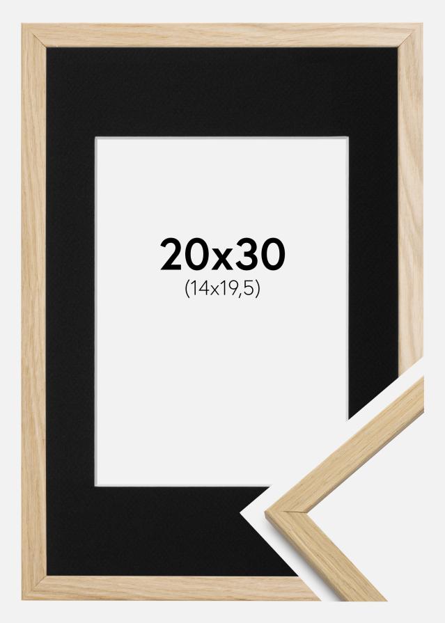Ram med passepartou Kader Edsbyn Eiken 20x30 cm - Passe-partout Zwart 15x21 cm (A5)