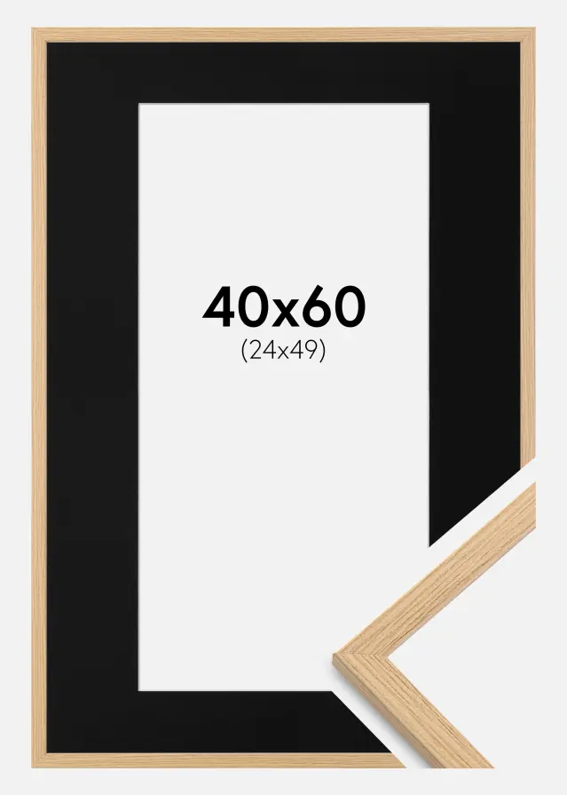 Ram med passepartou Kader Galant Eiken 40x60 cm - Passe-partout Zwart 25x50 cm