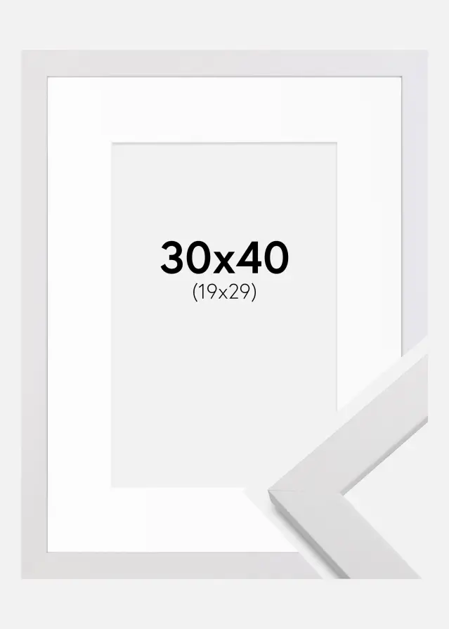 Ram med passepartou Kader White Wood 30x40 cm - Passe-partout Wit 20x30 cm
