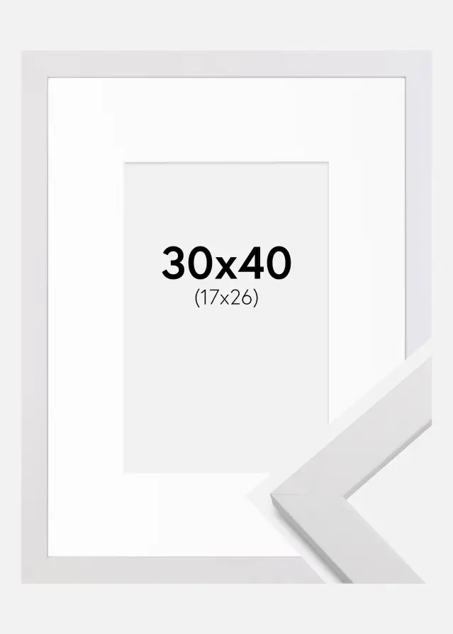 Ram med passepartou Kader White Wood 30x40 cm - Passe-partout Wit 18x27 cm