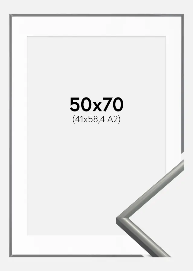 Ram med passepartou Kader New Lifestyle Lichtgrijs 50x70 cm - Passe-partout Wit 42x59,4 cm (A2)