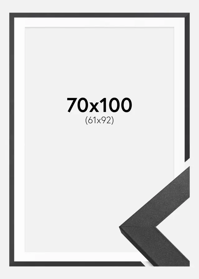 Ram med passepartou Kader Graphite Wood 70x100 cm - Passe-partout Wit 62x93 cm
