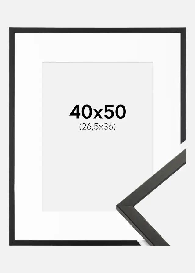 Ram med passepartou Kader Galant Zwart 40x50 cm - Passe-partout Wit 27,5x37 cm
