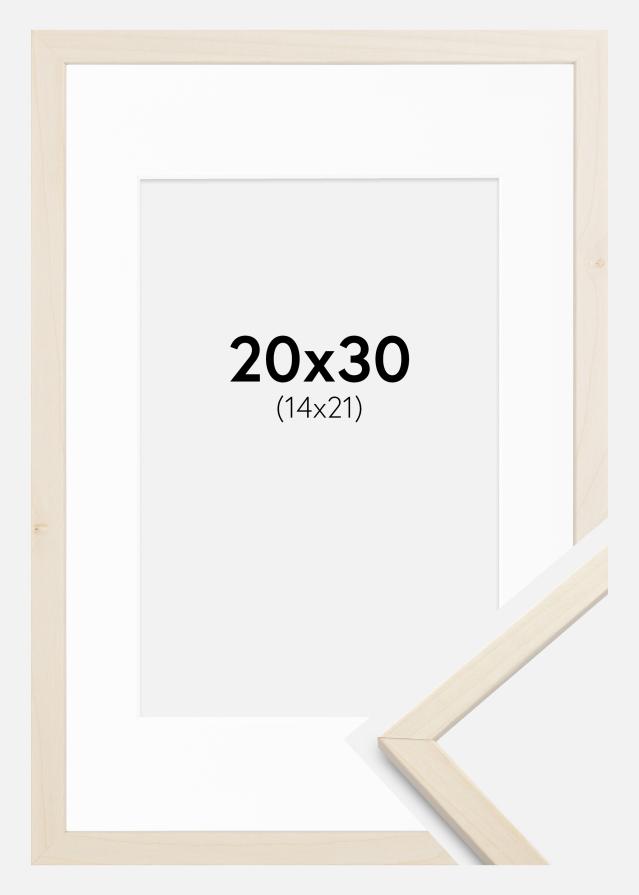 Ram med passepartou Kader Edsbyn Esdoorn 20x30 cm - Passe-partout Wit 15x22 cm