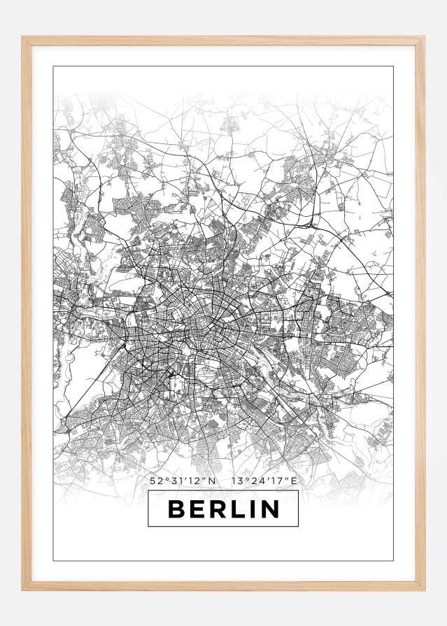 Bildverkstad Map - Berlin - White Poster