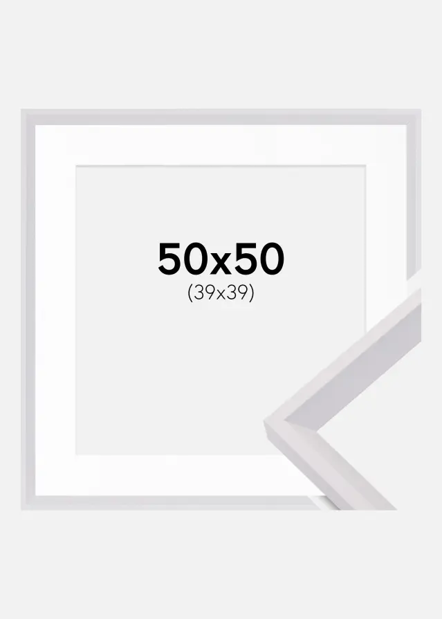 Ram med passepartou Kader Globe Wit 50x50 cm - Passe-partout Wit 40x40 cm