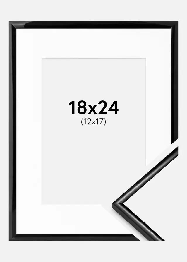 Ram med passepartou Kader Scandi Zwart 18x24 cm - Passe-partout Wit 13x18 cm