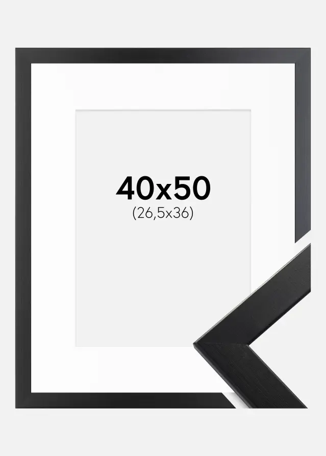 Ram med passepartou Kader Trendline Zwart 40x50 cm - Passe-partout Wit 27,5x37 cm