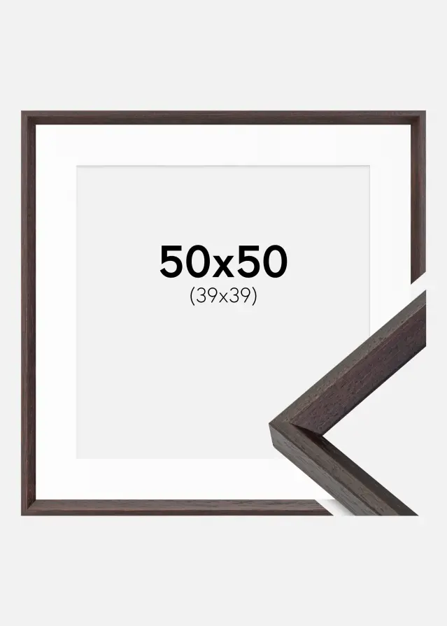 Ram med passepartou Kader Globe Espresso 50x50 cm - Passe-partout Wit 40x40 cm