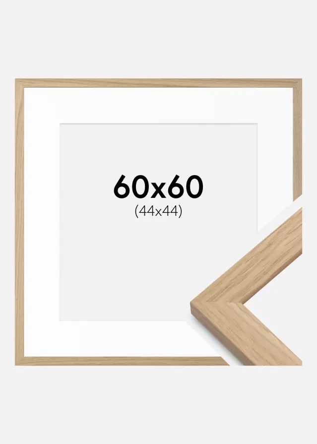 Ram med passepartou Kader Oak Wood 60x60 cm - Passe-partout Wit 45x45 cm