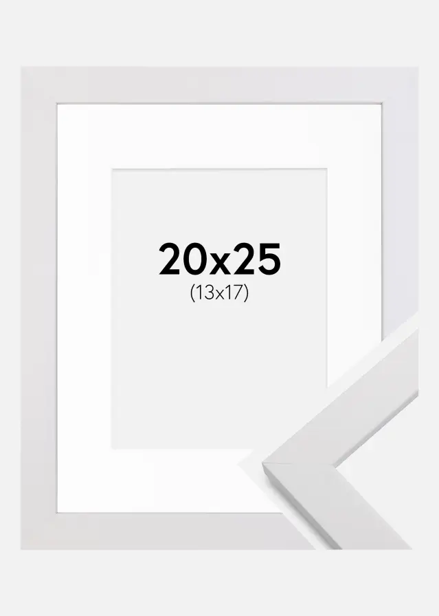 Ram med passepartou Kader White Wood 20x25 cm - Passe-partout Wit 14x18 cm
