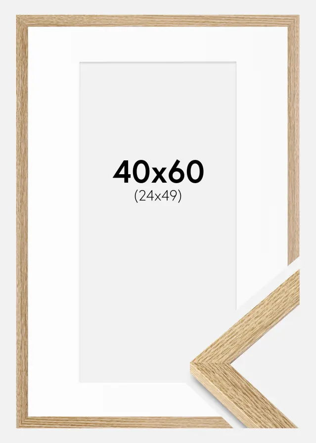 Ram med passepartou Kader Selection Eiken 40x60 cm - Passe-partout Wit 25x50 cm