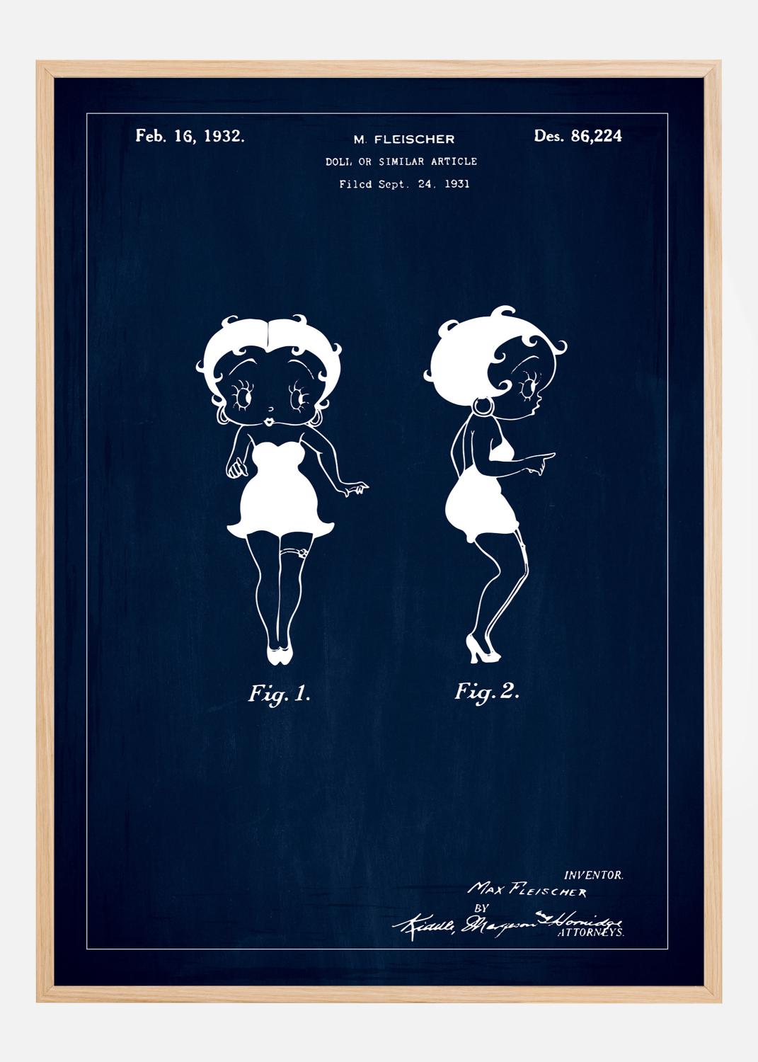 Product Image for Patenttekening - Betty Boop - Blauw Poster (21x29,7 cm (A4))