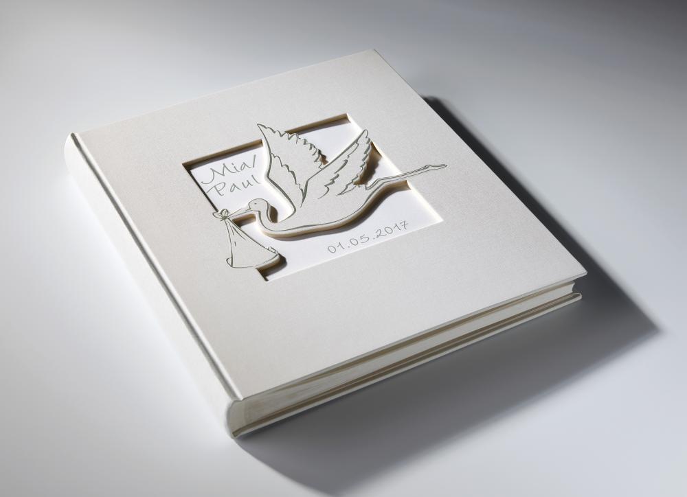 Walther Cicogna Babyalbum Wit - 28x30,5 cm (50 Witte zijden / 25 bladen)