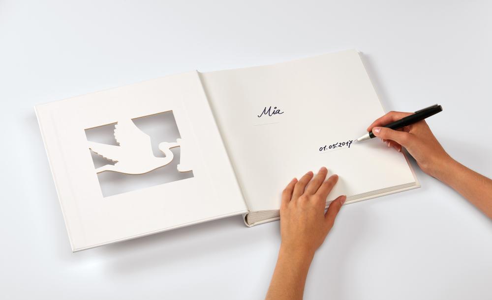 Walther Cicogna Babyalbum Wit - 28x30,5 cm (50 Witte zijden / 25 bladen)