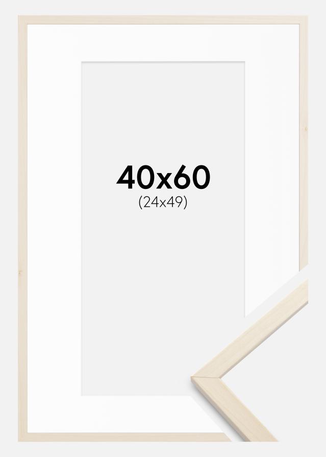 Ram med passepartou Kader Edsbyn Esdoorn 40x60 cm - Passe-partout Wit 25x50 cm