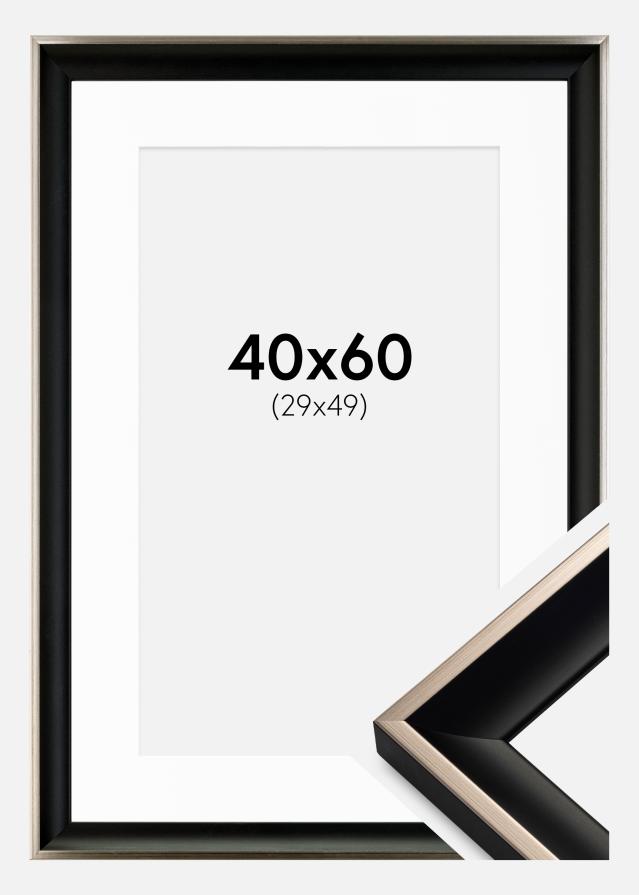 Ram med passepartou Kader Öjaren Zwart-Zilver 40x60 cm - Passe-partout Wit 30x50 cm