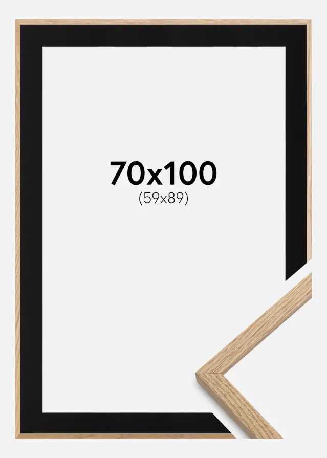Ram med passepartou Kader Oslo Eiken 70x100 cm - Passe-partout Zwart 60x90 cm