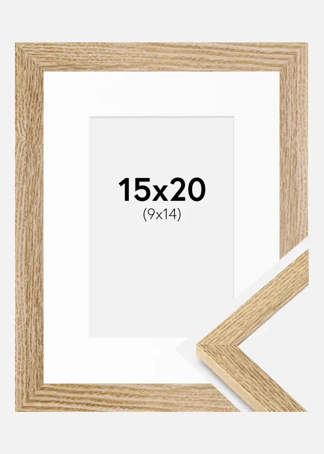 Ram med passepartou Kader Selection Eiken 15x20 cm - Passe-partout Wit 10x15 cm
